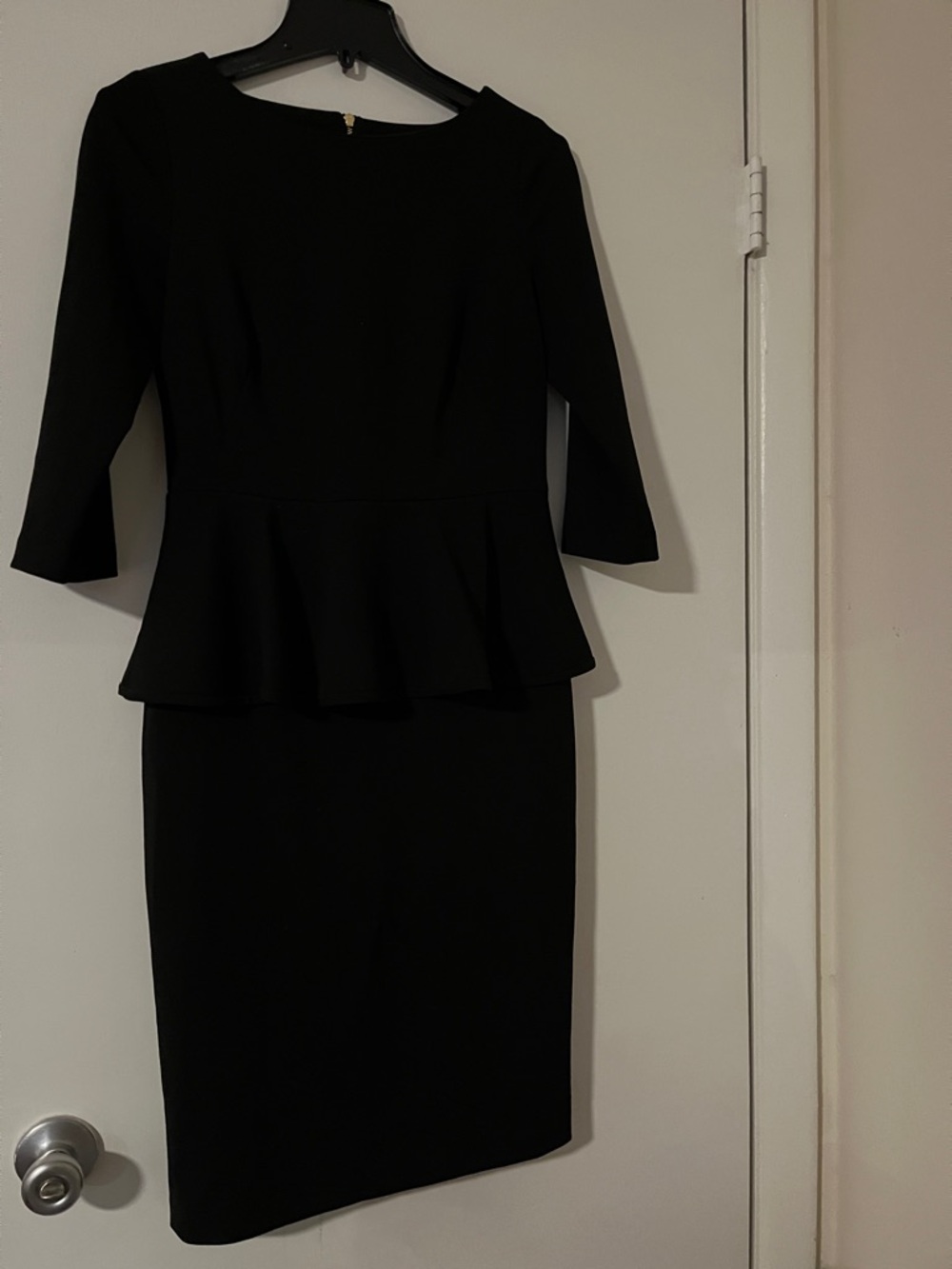 Calvin Klein Black Long Sleeve Peplum Sheath Dress